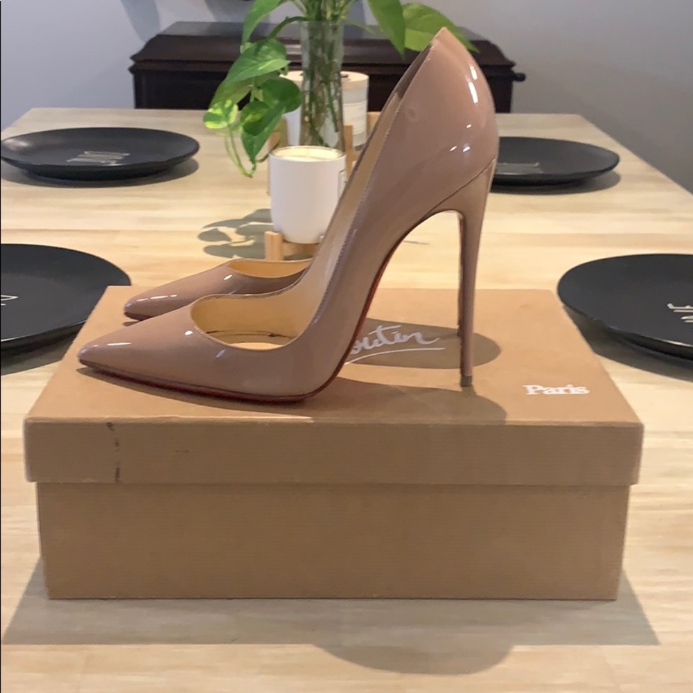 Christian Louboutin So Kate 120 Nude Patent Heels